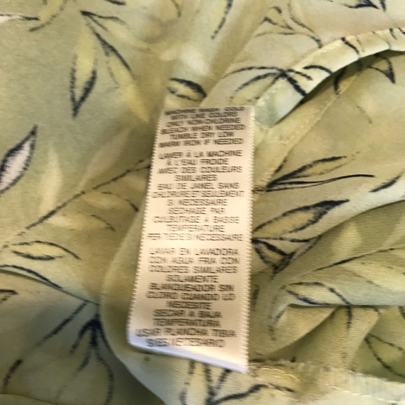 Vintage Casual Corner Annex Green Leaf Blouse Long Sleeve Silky XL Extra Large - Picture 9 of 10